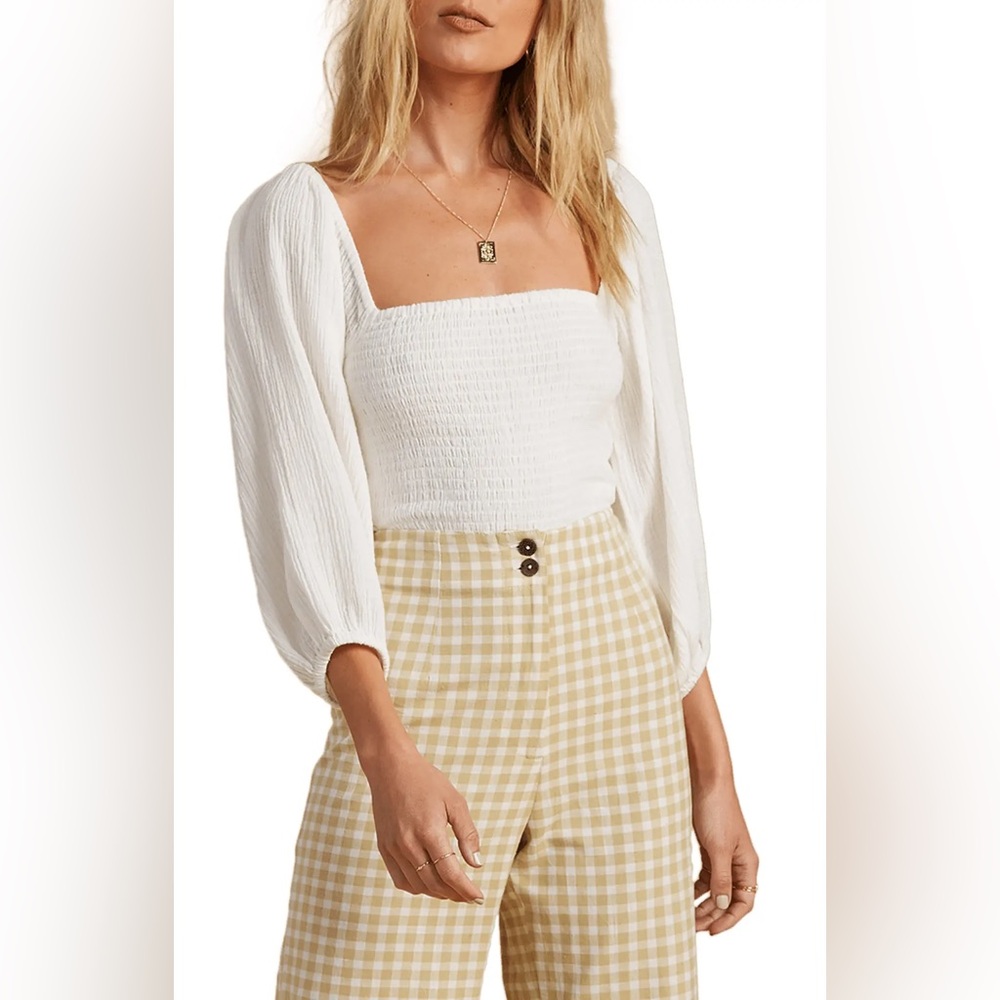 Billabong x The Salty Blonde Coastal Breeze Balloon Sleeve Smocked Crop Top